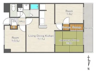 グリーンヒルミヤナガ【5階】の間取り