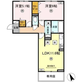 シエル原田【1階】の間取り