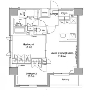 東京都北区中里3【マンション】の間取り