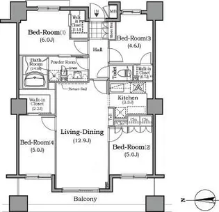 神奈川県横浜市中区本牧原【マンション】の間取り