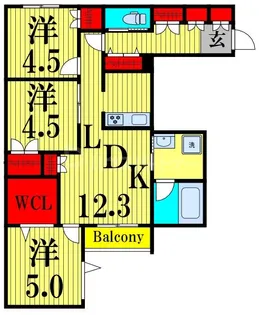 メゾンクレール谷在家【1階】の間取り
