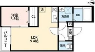 ハピネス八反(ハピネスハッタン)【3階】の間取り