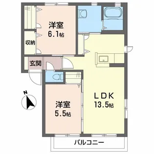クラヴィエ南昭和 E棟【2階】の間取り