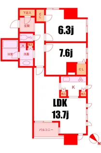 メトロタワー山下町【13階】の間取り