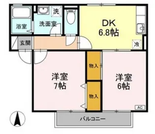 ビューラー福泊 A棟【2階】の間取り