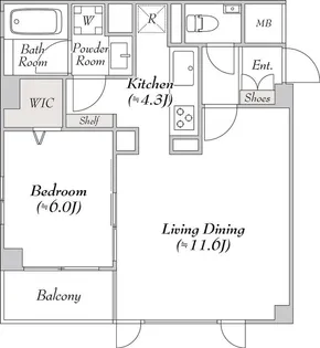 ミリアレジデンス高輪【1階】の間取り