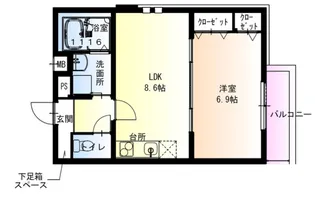 フジパレス俊徳道3番館【3階】の間取り