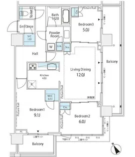 シティタワー新宿【7階】の間取り