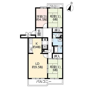 URパークタウン若宮【4階】の間取り