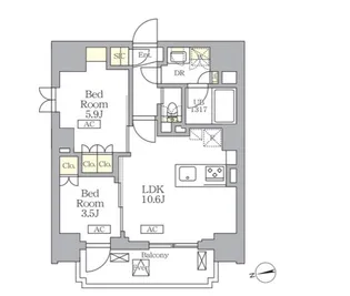 ザ・ライオンズフォーシア文京湯島【4階】の間取り
