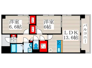 パ-ルパレス【6階】の間取り