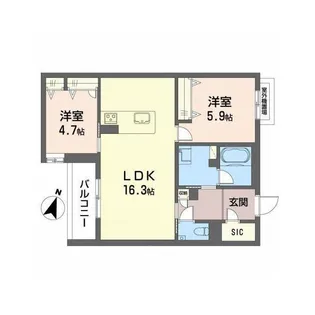 シャーメゾン菊陽【3階】の間取り