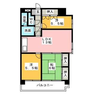 ブラッサム鵜の森【5階】の間取り