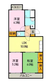 コーポリバー富士【2階】の間取り