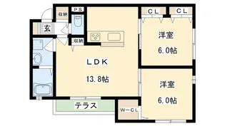 ディアコートゆづる葉【1階】の間取り