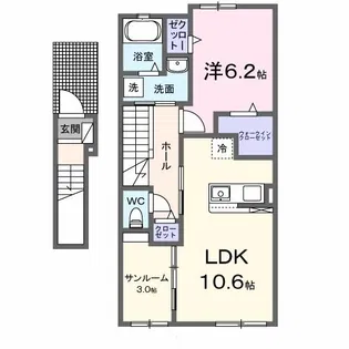 ロータスパークC【2階】の間取り