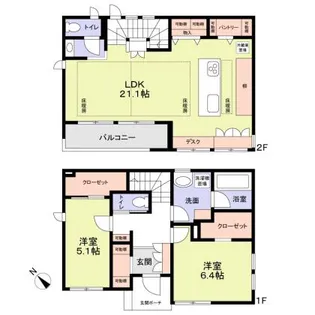神奈川県横浜市中区鷺山【一戸建】の間取り