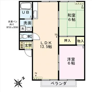 SUN・GARDEN華城B【1階】の間取り