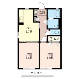 エクセルコート大和A【2階】の間取り