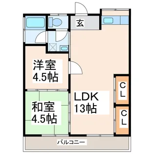 コーポ宇賀岳B【2階】の間取り