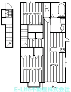 CASA BIANCA A・B【2階】の間取り