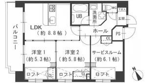 グランドポレストーネ大手町弐番館【8階】の間取り