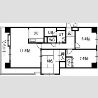 アルファスクエア円山【5階】の間取り