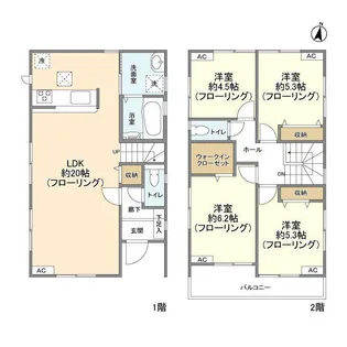 埼玉県越谷市大字下間久里【一戸建】の間取り