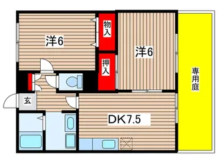 サンガーデン西山本B棟【1階】の間取り
