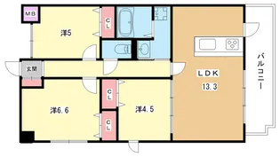 大阪府豊中市上新田2【マンション】の間取り