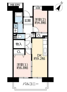 URコンフォール霞ヶ丘【8階】の間取り