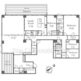 the UPPERHOUSE SHIROKANE【4階】の間取り