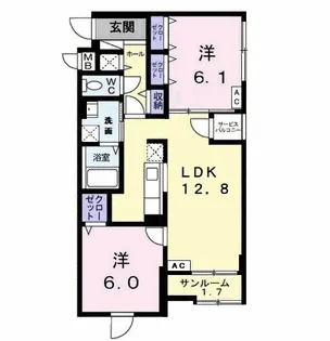 エスポワール ほたる野【1階】の間取り