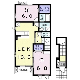 プラシードつくばA【2階】の間取り