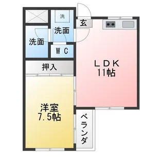 パークサイドマンション【2階】の間取り