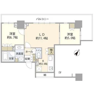 ミッドオアシスタワーズ タワー棟【11階】の間取り