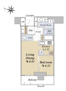 ブランズタワー梅田North【8階】の間取り