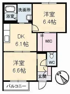 メゾン楽天B棟【1階】の間取り