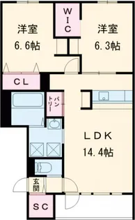 ネコフィーノ旭町III【1階】の間取り