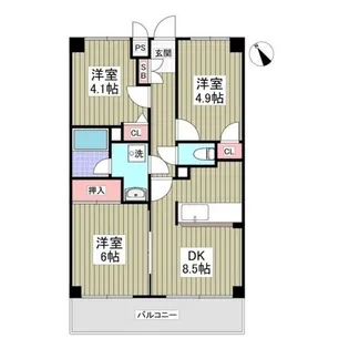 サニーエステート【4階】の間取り