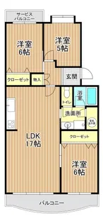 加倉住宅 1号棟【2階】の間取り