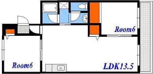 サニーガーデンハイツB棟【2口ガスコンロ設置可能部屋】【2階】の間取り