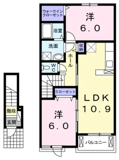 ルーベル鴨島C【2階】の間取り