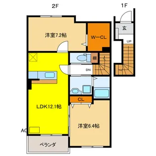 岐阜県羽島郡岐南町平成1【アパート】の間取り
