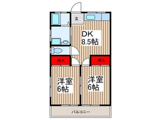 ドミ-ルツカサA【2階】の間取り