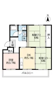 UR男山【4階】の間取り