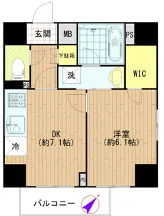 1DKの間取り画像