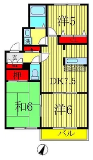 ビューテラス大津ヶ丘C【1階】の間取り