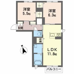 シャーメゾンアプローゼ【1階】の間取り