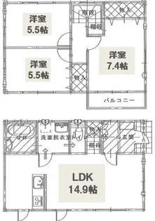 千葉県流山市大字東深井【一戸建】の間取り